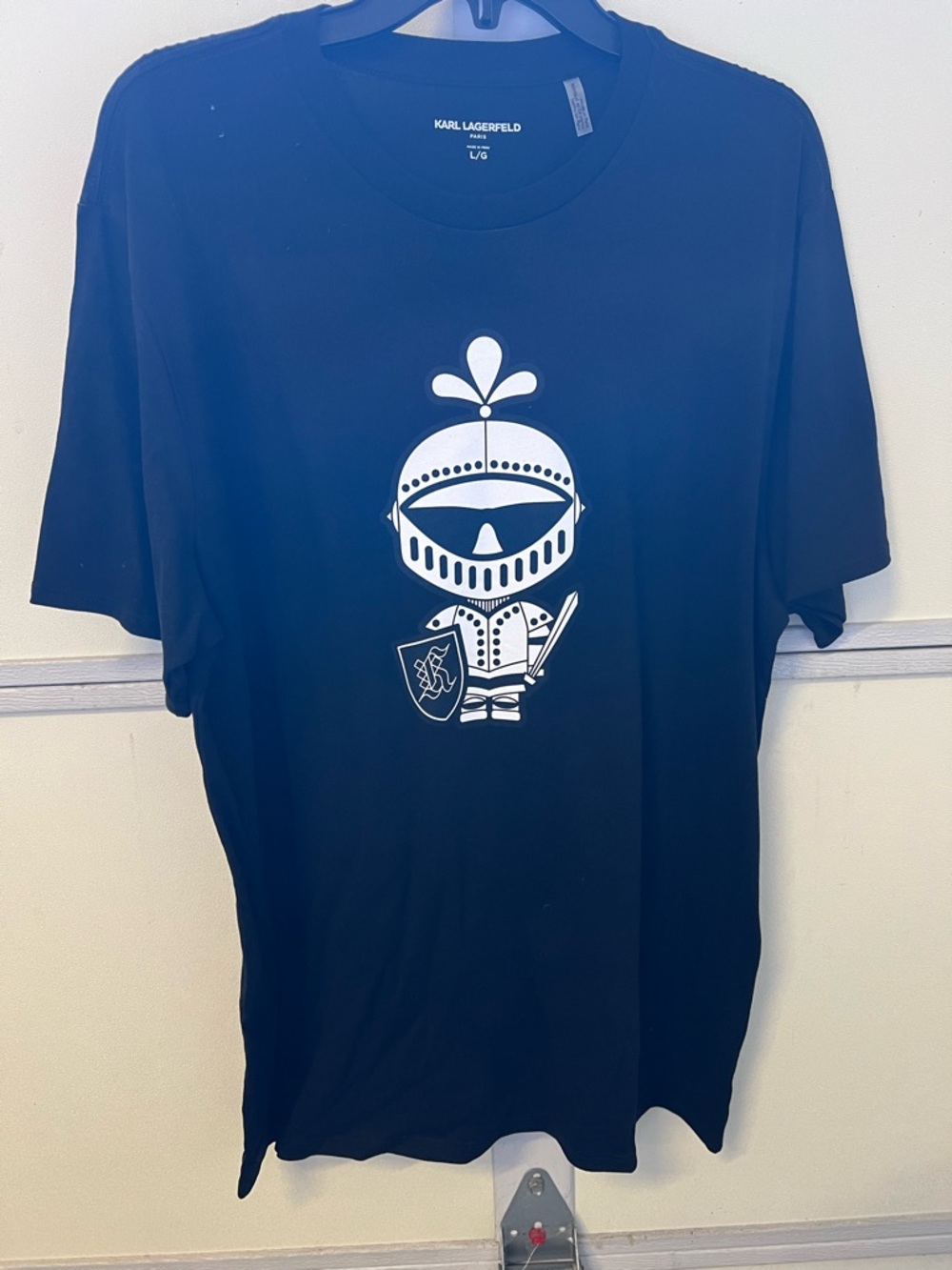 Karl Lagerfeld Black T-Shirt with White Knight Motif